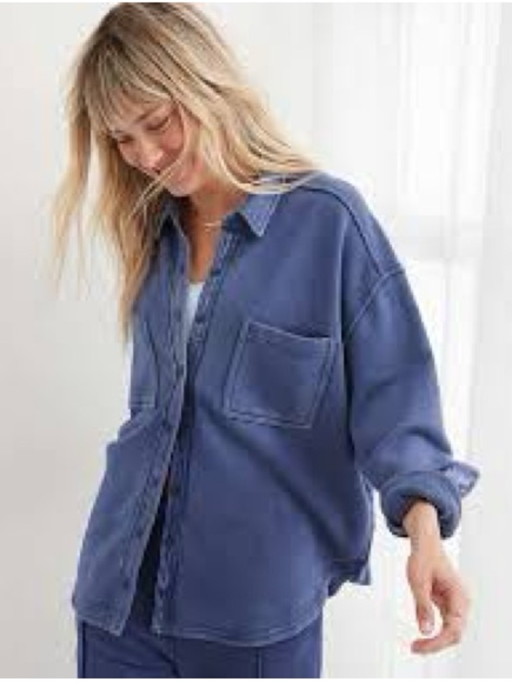 Aerie washed blue oversized shacket